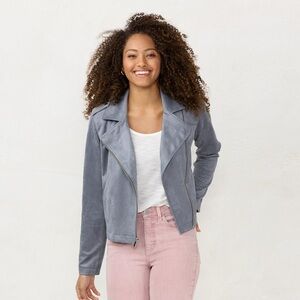 LC Lauren Conrad Faux Suede Moto Jacket